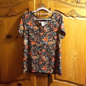 By Design black floral top size L